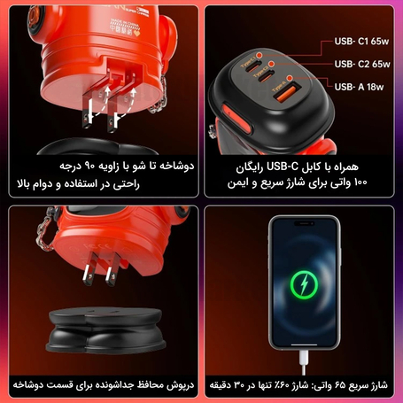 شارژر رومیزی 65 وات دیووم مدل DIPOW-65W