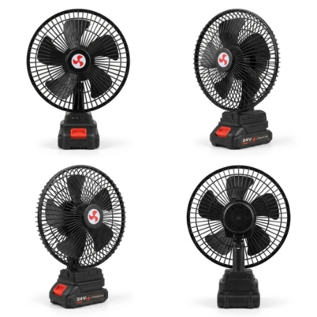 پنکه شارژی 24 ولت توری فلز گردان مدل FAN LITHIUM 3PIN