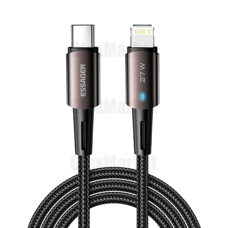 کابل تبدیل USB-C به لایتنینگ اساگر مدل CGA01 طول 2 متر خاکستری