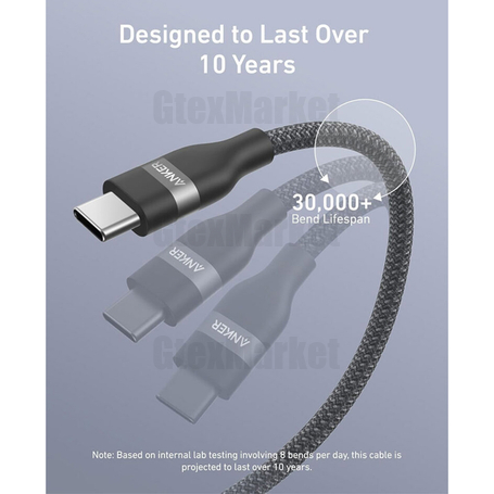 کابل تبدیل USB-C به USB-C انکر مدل A82E2 طول 1.8 متر با توان 240 وات